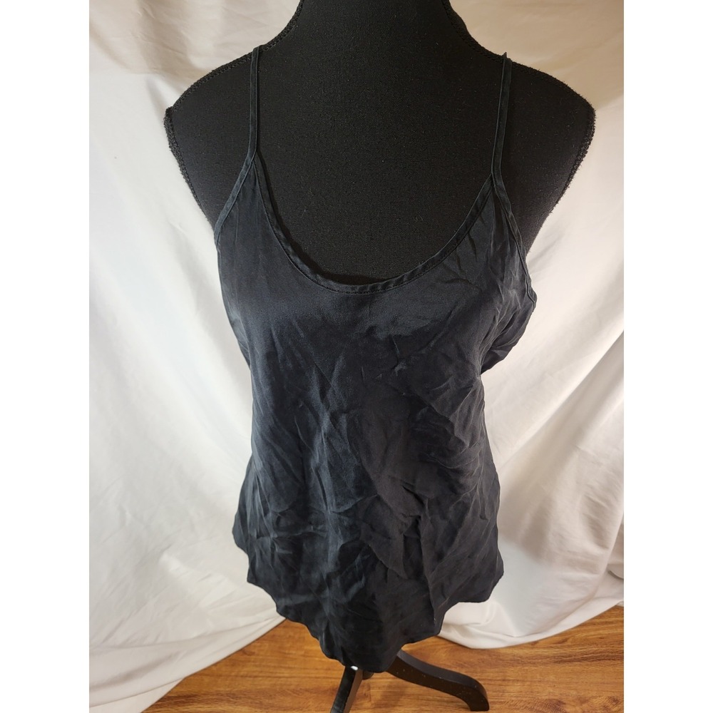 Fishers Finery 100% Silk Top Black Tank Cami Size Large